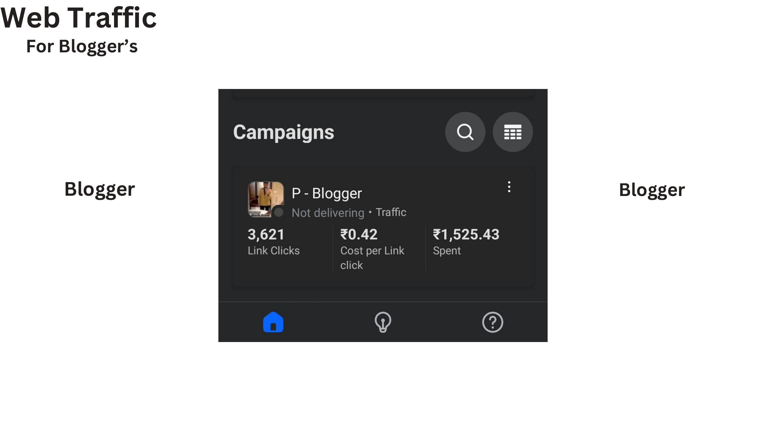 Selected Blogger web traffic campaign result